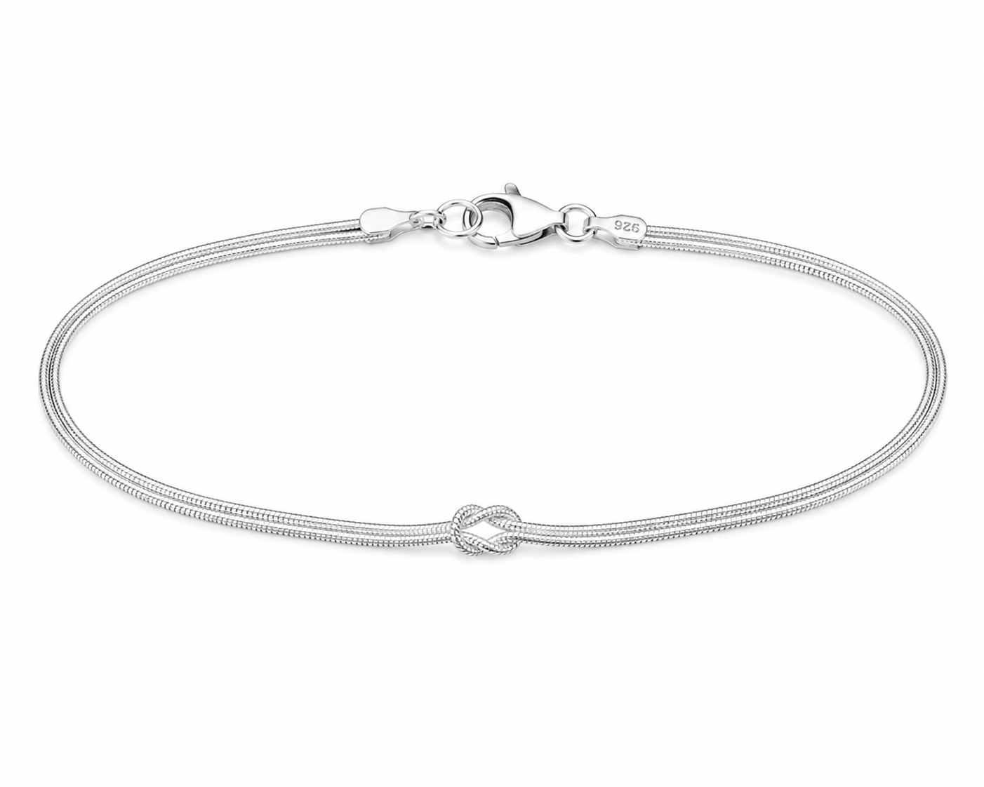 Love Knot Snake Chain Bracelet – Sterling Silver