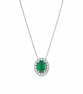 Teardrop Emerald & Diamond Pendant Necklace in 9ct Gold