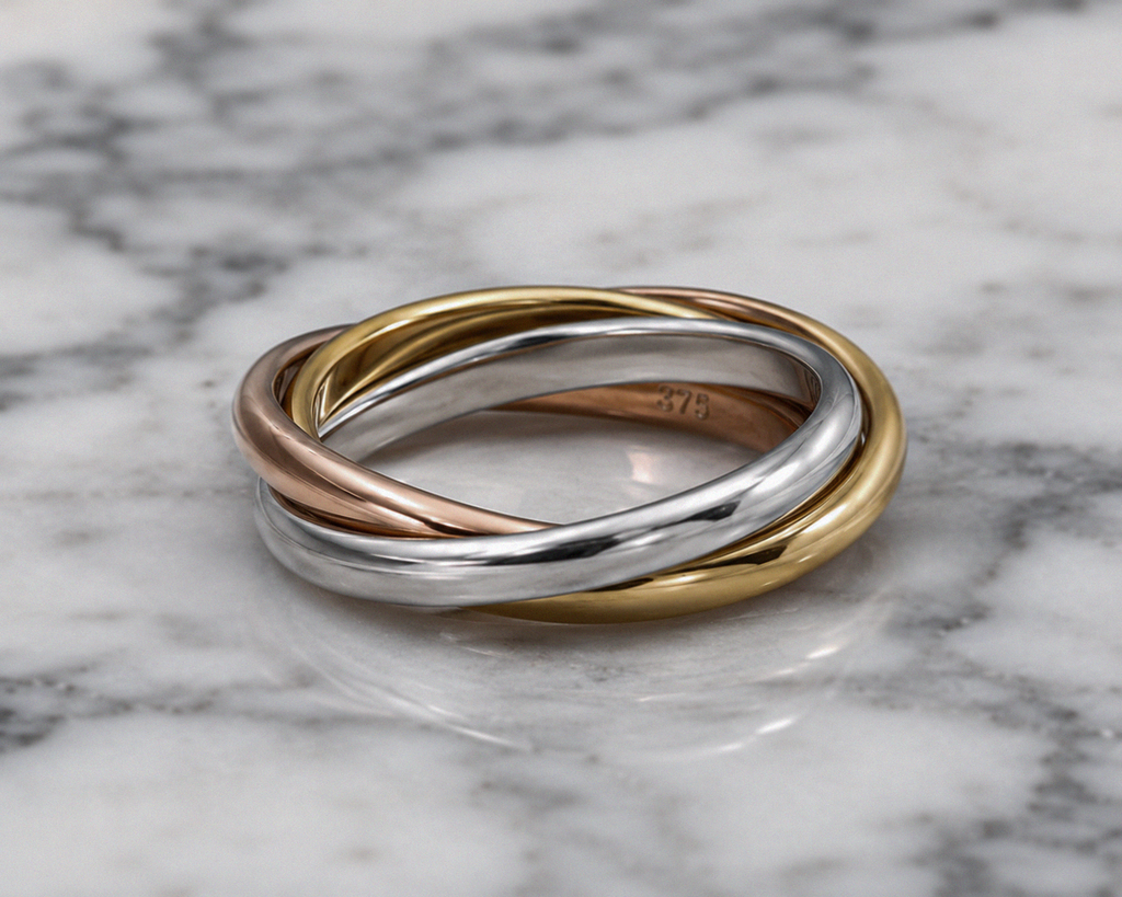 9ct Three-Colour Russian Wedding Band – 2mm