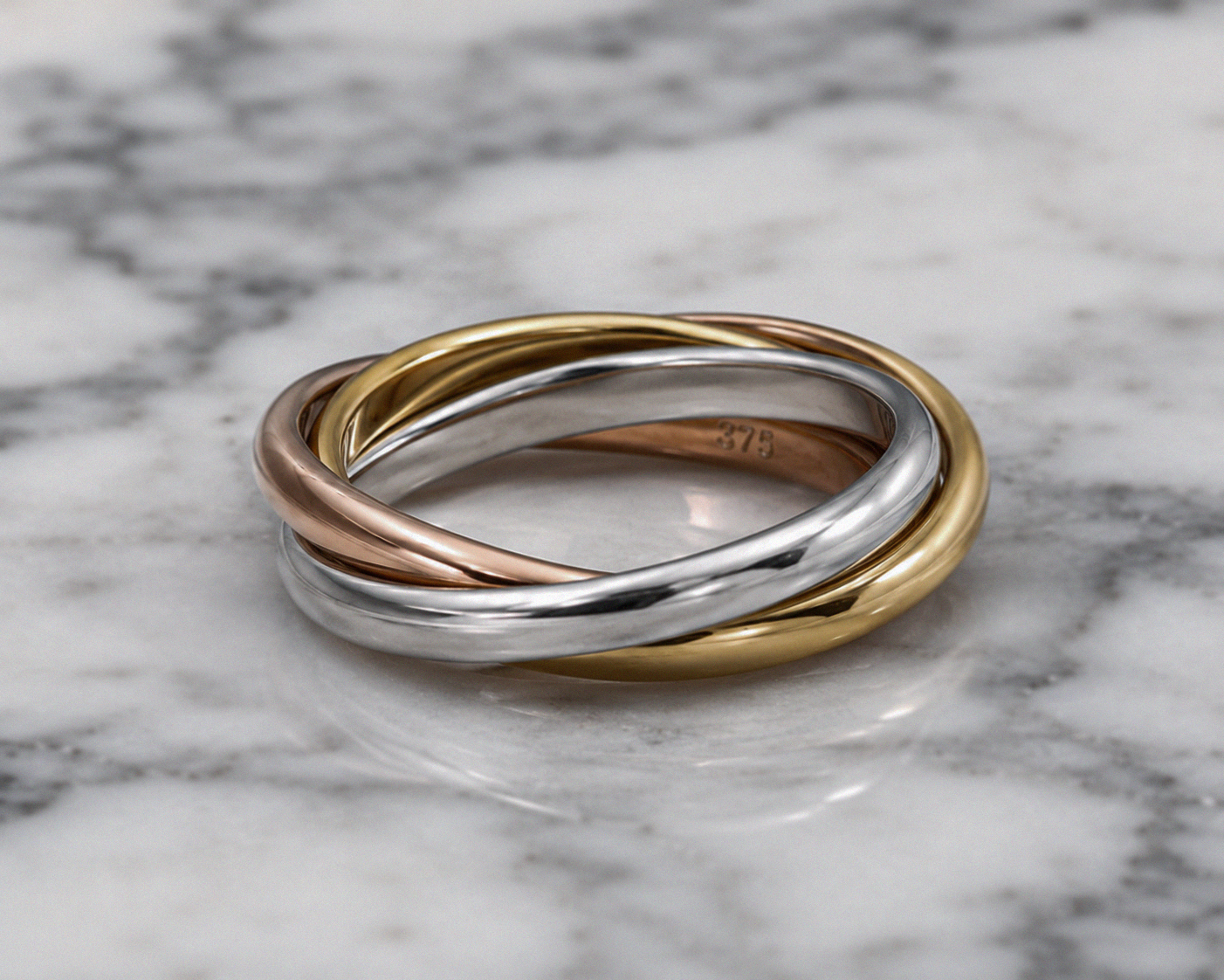 9ct Three-Colour Russian Wedding Band – 2mm