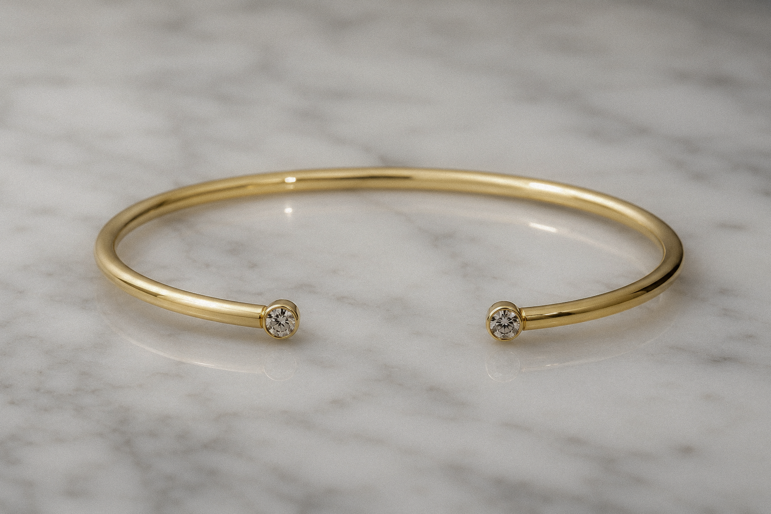 18ct Yellow Gold 0.16ct Diamond Open Bangle Bracelet