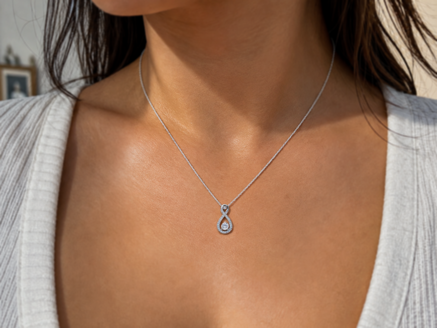 Diamonfire Sterling Silver 2ct Zirconia Infinity Necklace