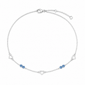 Sterling Silver Blue Crystal and Heart Anklet