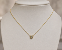 9ct Yellow Gold Diamond Solitaire Bezel Necklace