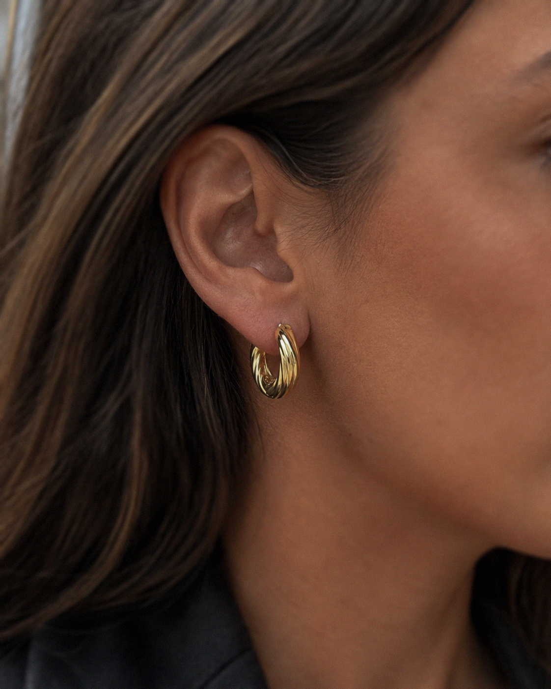 Chunky Rope Hoop Earrings in Gold Plated Sterling Silver