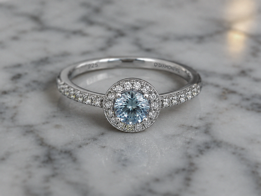 Blue Zirconia Pavé Ring – Sterling Silver
