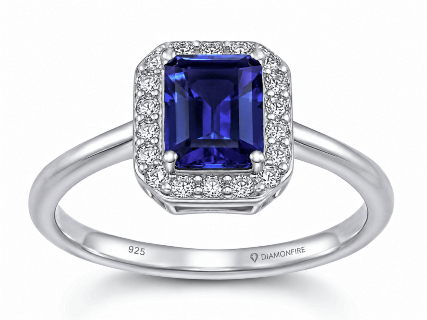 Geometric Halo Ring – Sapphire CZ & Diamonfire Zirconia