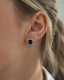 London Blue Topaz & Diamond Earrings in 9ct Gold.