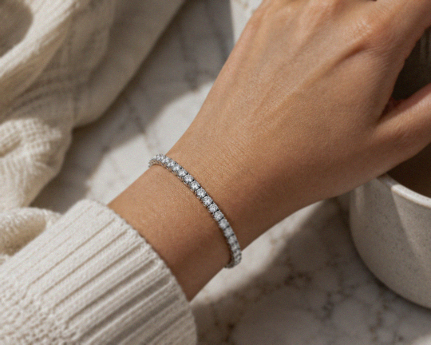 18ct White Gold 5.00ct Diamond Tennis Bracelet – H/SI