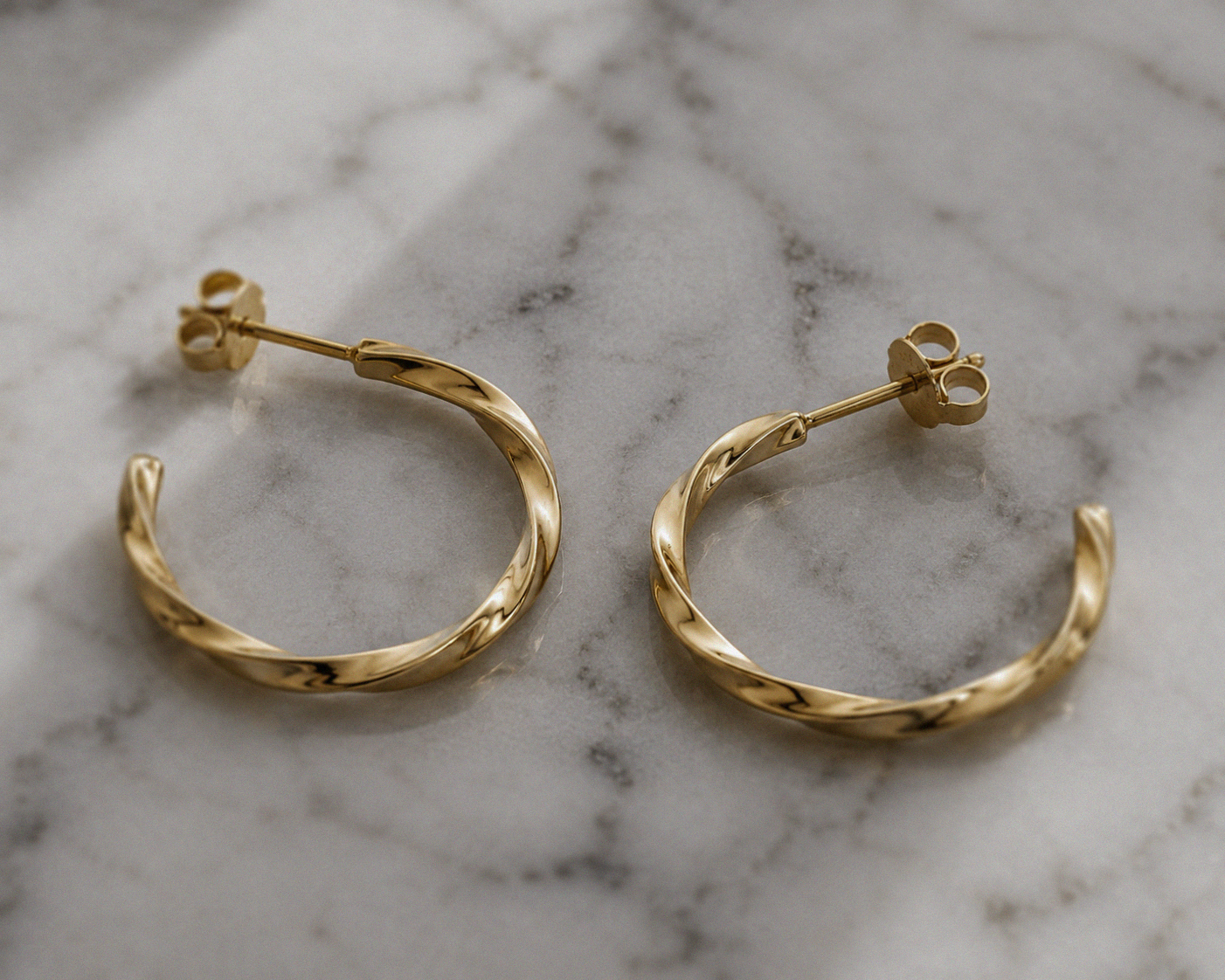 Twisted 3/4 Hoop Earrings in Gold Plated Sterling Silver