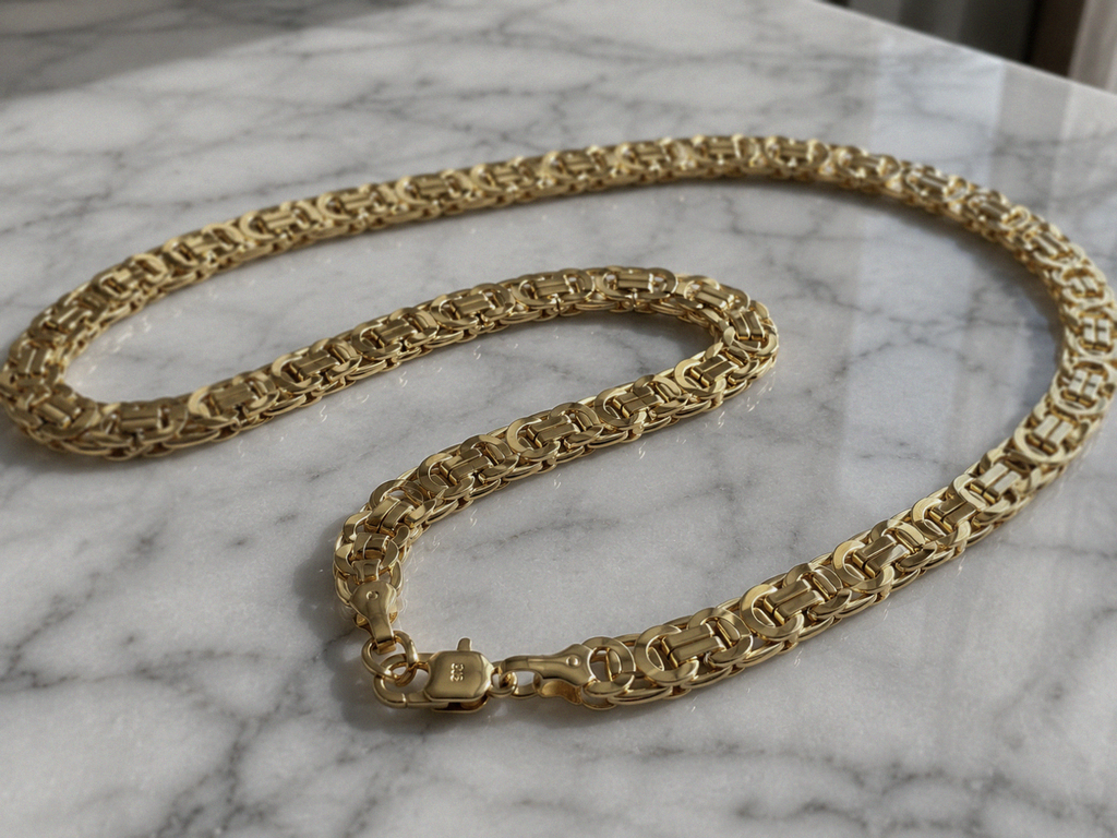 9ct Yellow Gold Flat Byzantine Chain Necklace – 22” | Solid Gold