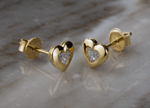 9ct Yellow Gold 0.03ct Diamond Heart Stud Earrings