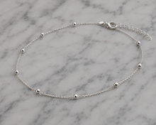 Sterling Silver Ball and Trace Chain Anklet 23–26cm