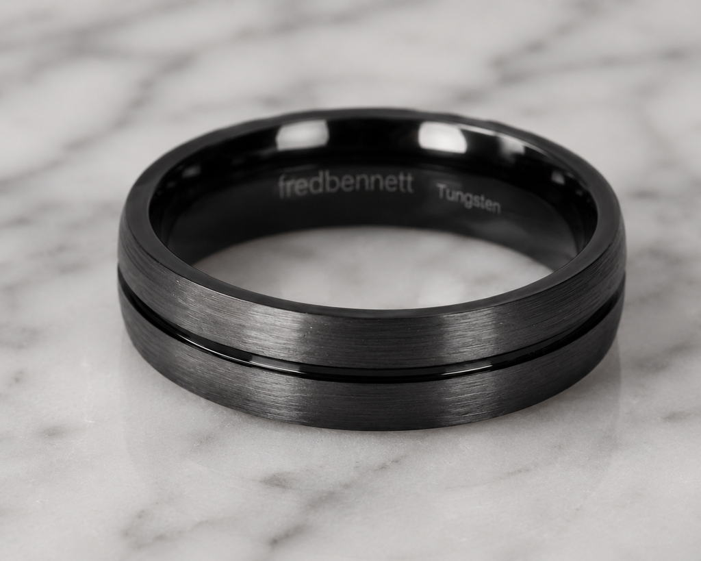 Fred Bennett Black Stripe Tungsten Ring