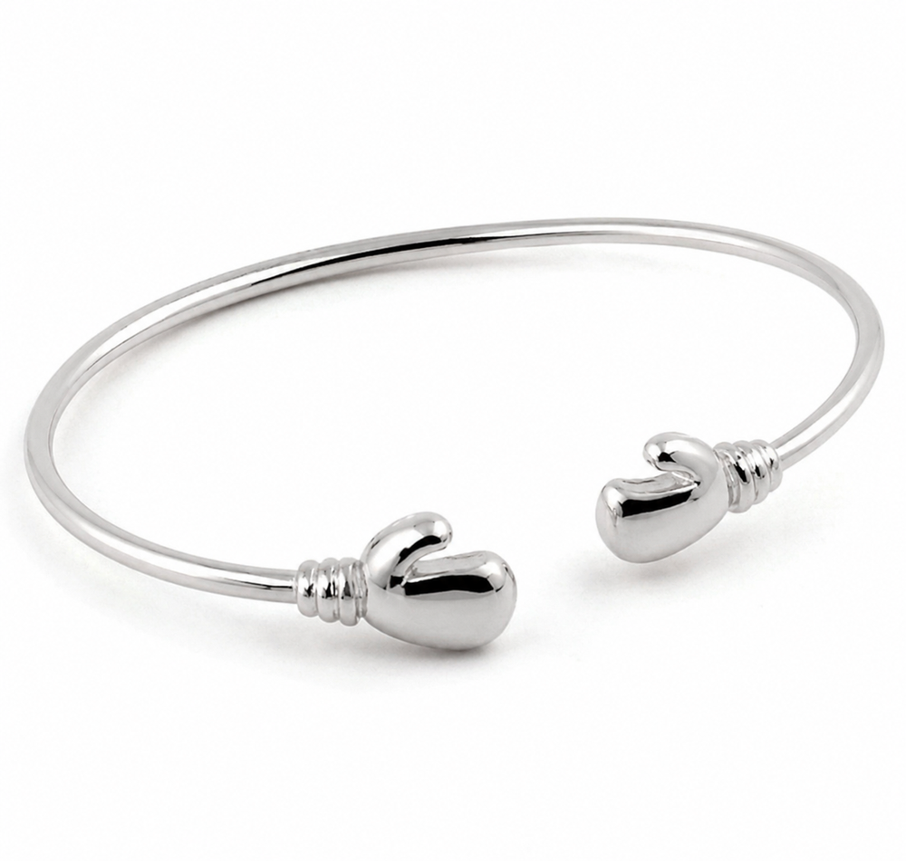 Sterling Silver “Future Champion” Baby Boxing Glove Bangle