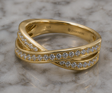 Diamonfire Gold-Plated Silver Cubic Zirconia Crossover Ring
