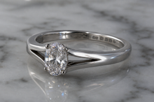 9ct White Gold Oval-Cut Split-Shoulder 0.31ct Diamond Engagement Ring