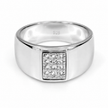 Sterling Silver Wide Band Cubic Zirconia Men’s Ring