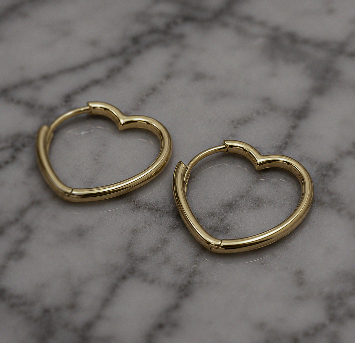 9ct Yellow Gold Open Heart Hoops