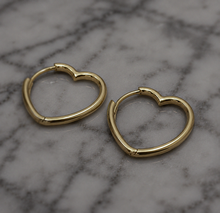 9ct Yellow Gold Open Heart Hoops