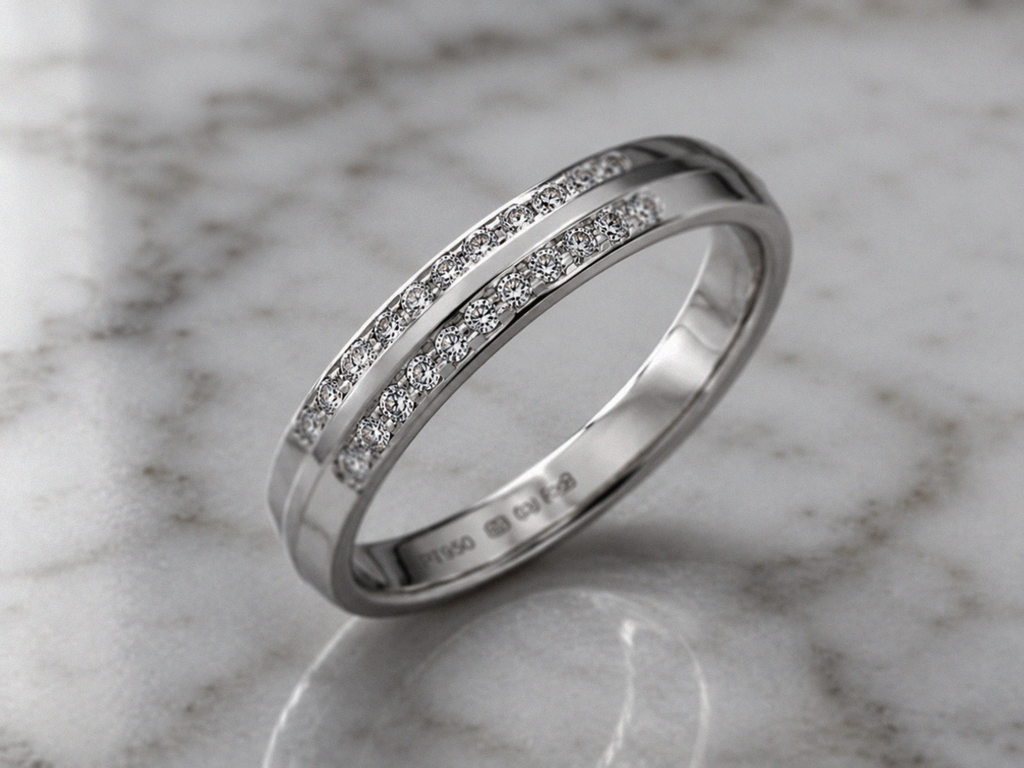 Platinum Diamond Wedding Band-Double Row Natural Diamonds