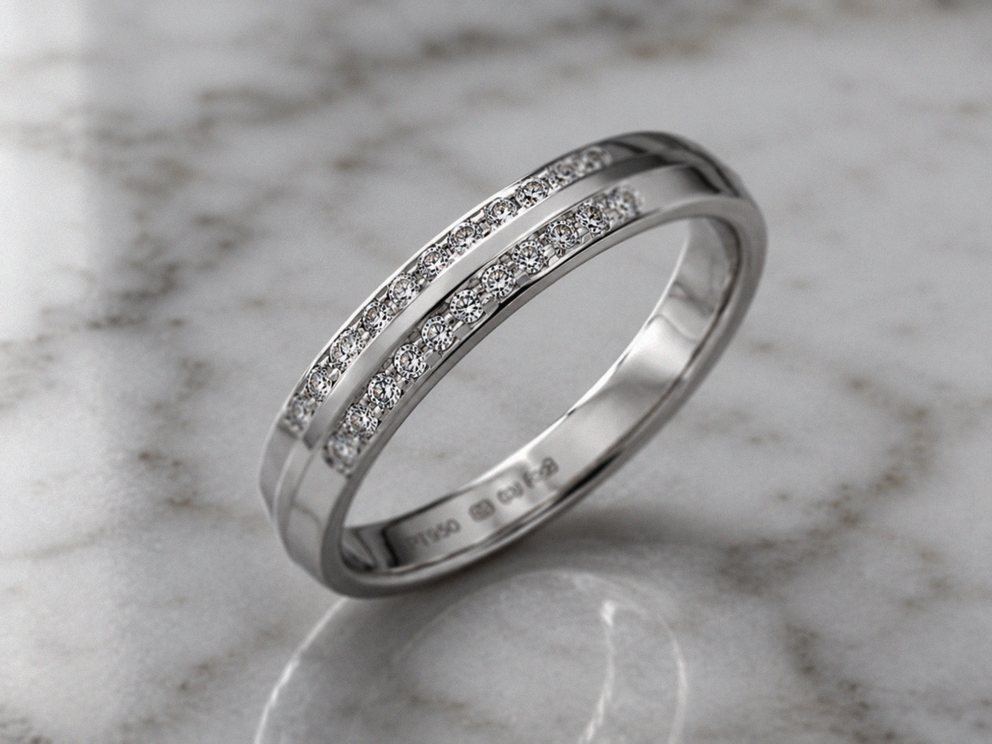 Platinum Diamond Wedding Band-Double Row Natural Diamonds