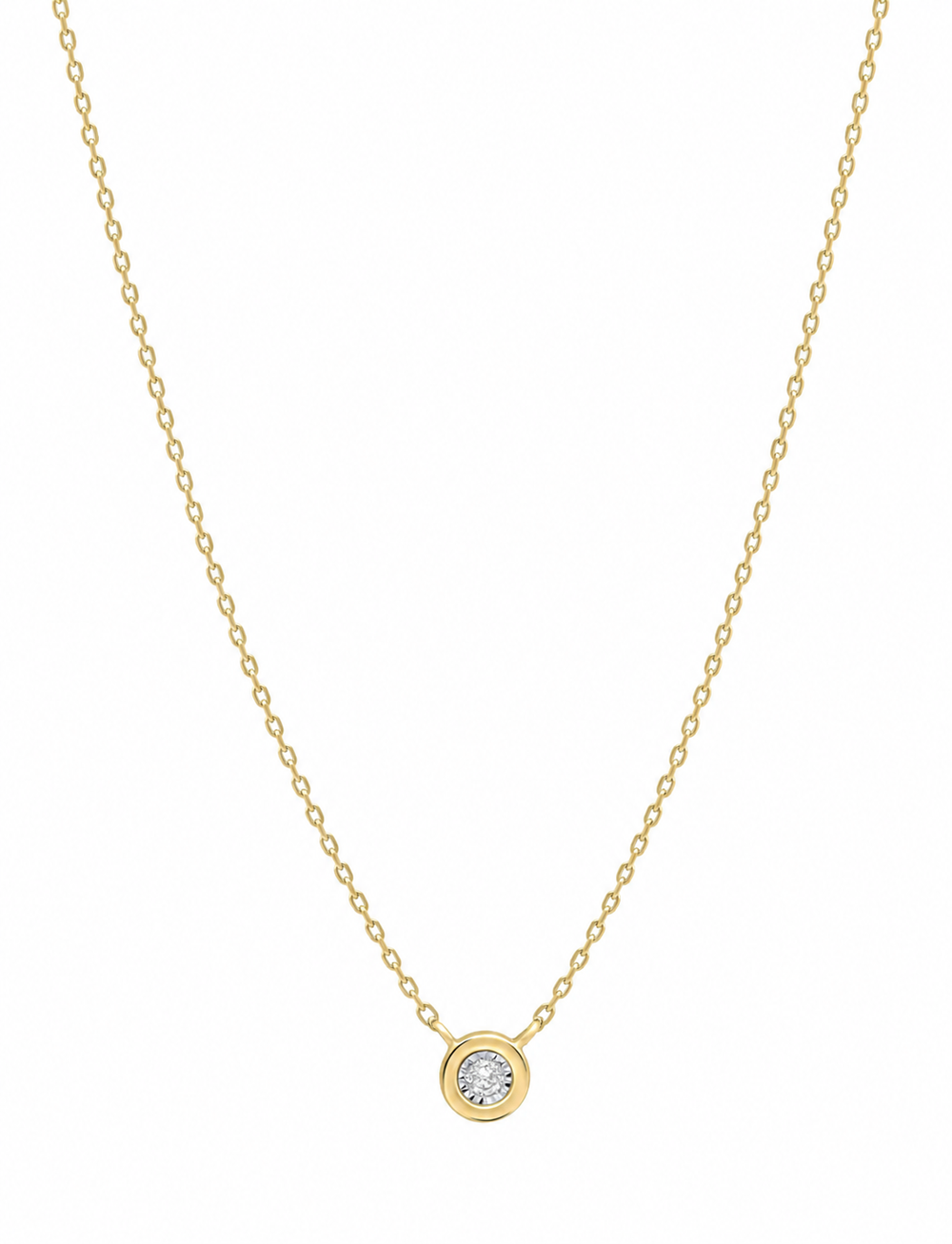 9ct Yellow Gold Diamond Solitaire Bezel Necklace