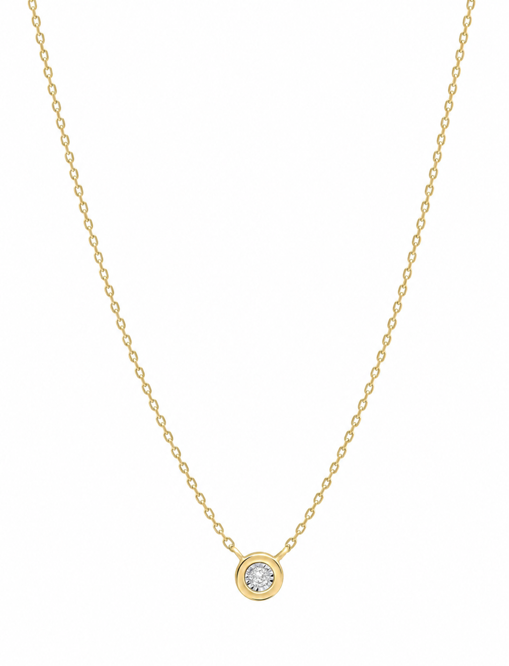 9ct Yellow Gold Diamond Solitaire Bezel Necklace