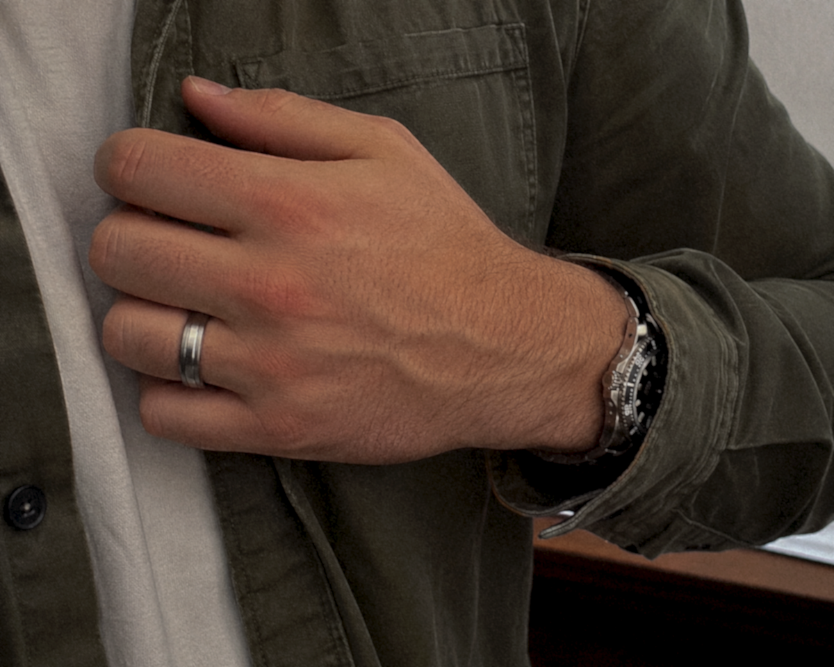 Fred Bennett Brushed & Polished Stainless Steel Band Ring