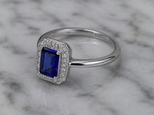 Diamonfire Blue Cubic Zirconia Geometric Halo Ring