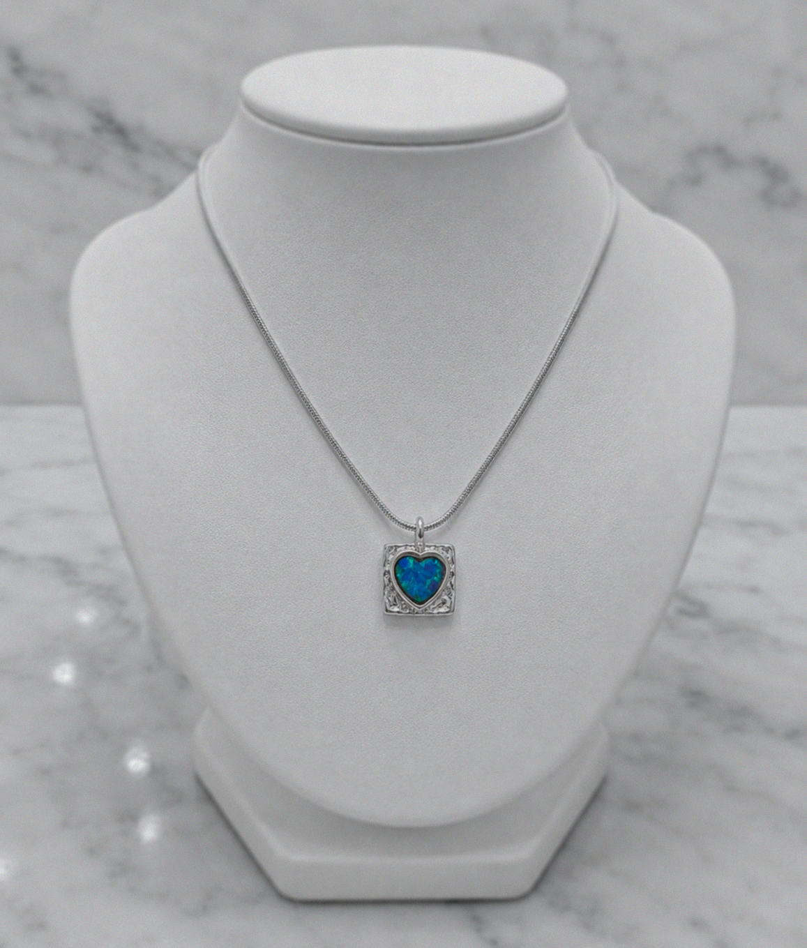 Banyan Sterling Silver Blue Opalite Heart Pendant Necklace