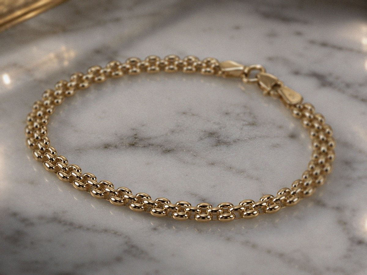 9ct Yellow Gold Watch Strap Style Bracelet – 18.4cm