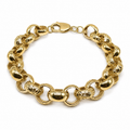 9ct Yellow Gold Engraved & Plain Belcher Bracelet – 13mm