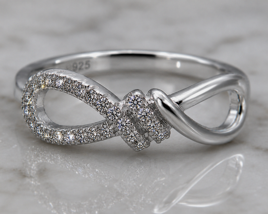 Sterling Silver Cubic Zirconia Infinity Twist Ring