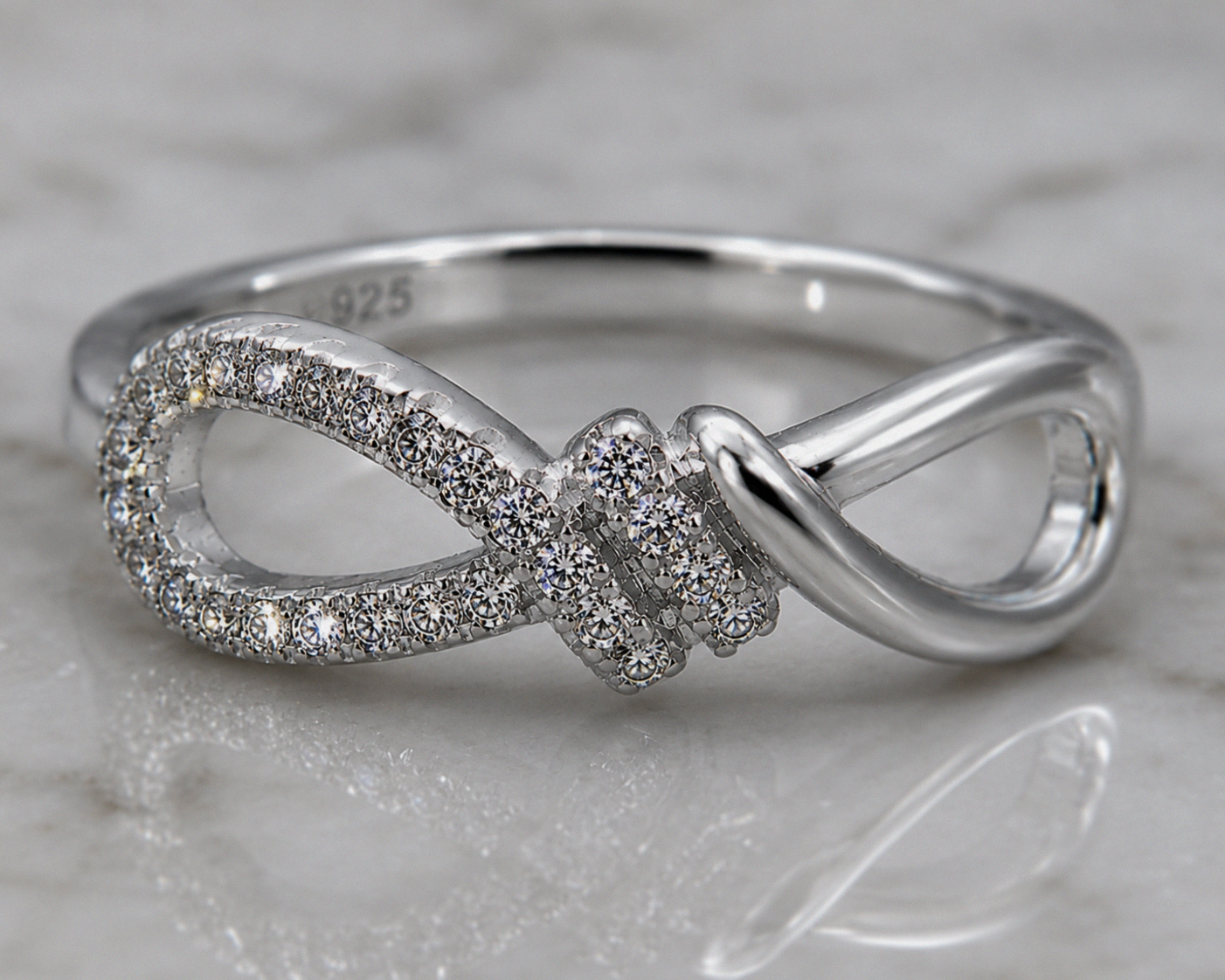 Sterling Silver Cubic Zirconia Infinity Twist Ring