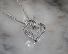 Diamonfire Sterling Silver Zirconia Interlocking Hearts Necklace