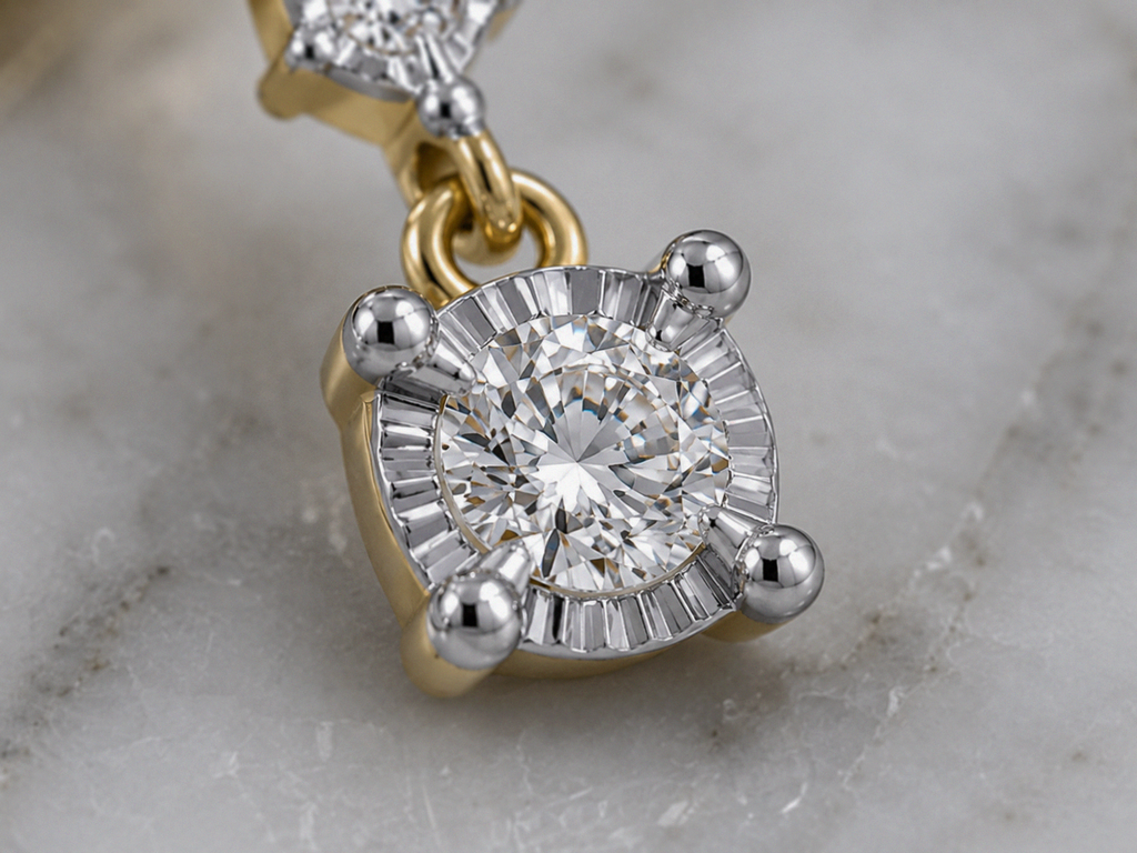 9ct Yellow Gold Diamond Trilogy Drop Earrings (0.20ct Total)