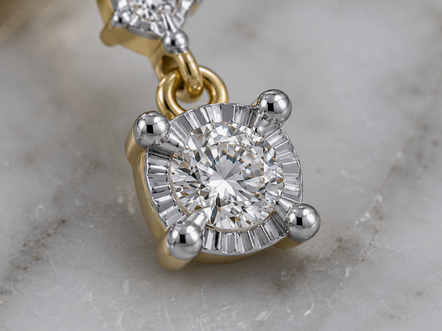 9ct Yellow Gold Diamond Trilogy Drop Earrings (0.20ct Total)