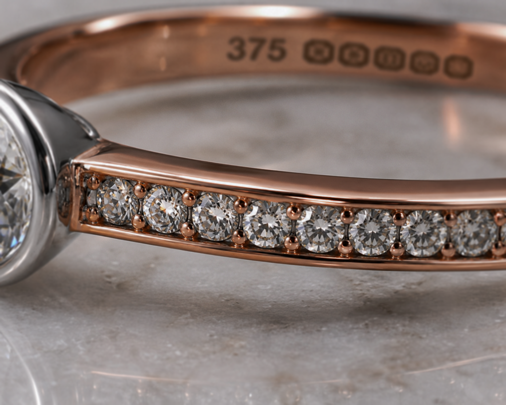 9ct Rose & White Gold Channel-Set Diamond Engagement Ring