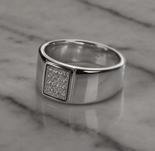 Sterling Silver Wide Band Cubic Zirconia Men’s Ring