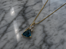 9ct Yellow Gold London Blue Topaz & White Topaz Trillion Pendant