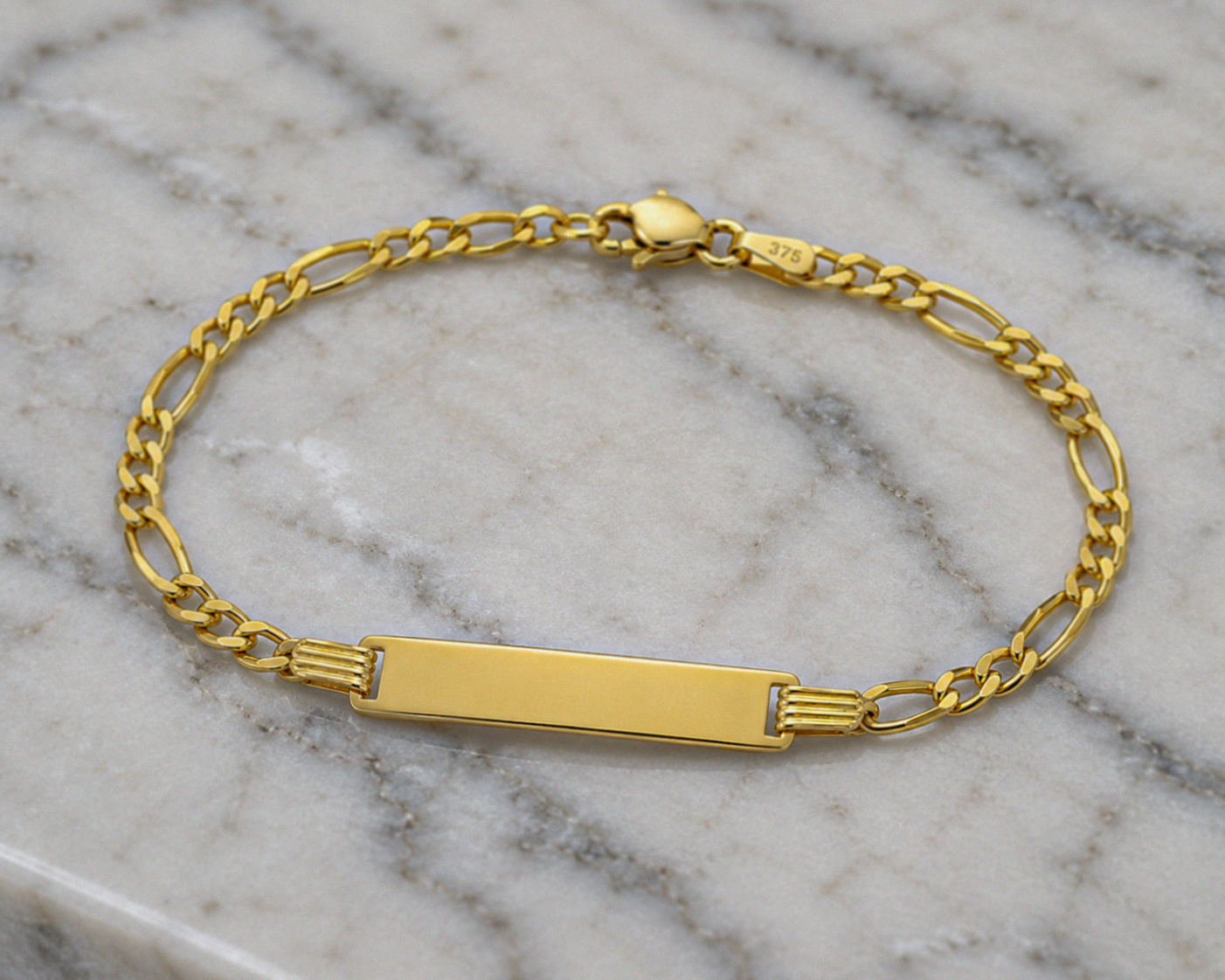 9ct Gold Kids Figaro ID Bracelet – 6.5”