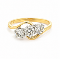 18ct Two-Tone Gold 1.00ct Diamond Swirl Trilogy Engagement Ring