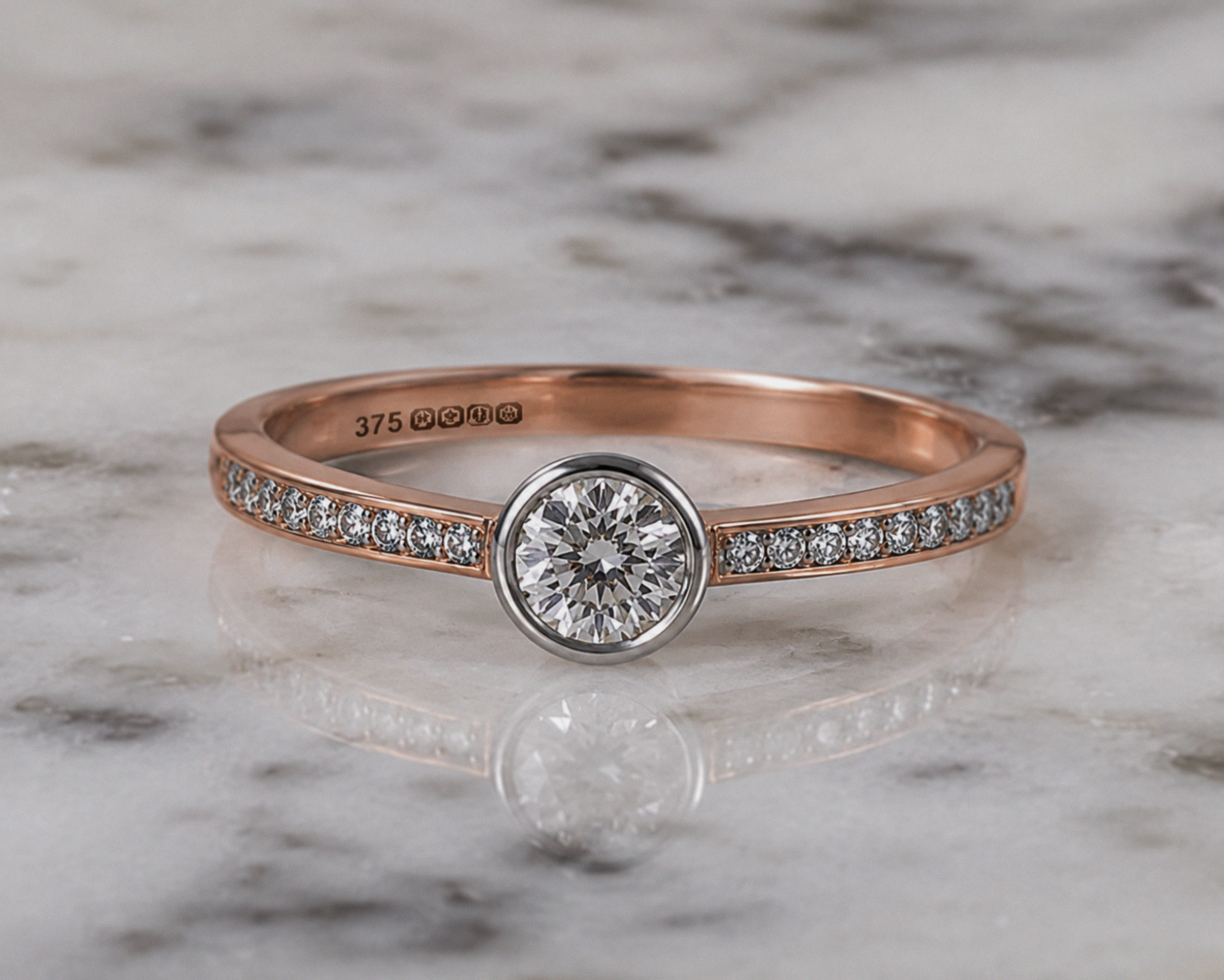 9ct Rose & White Gold Channel-Set Diamond Engagement Ring