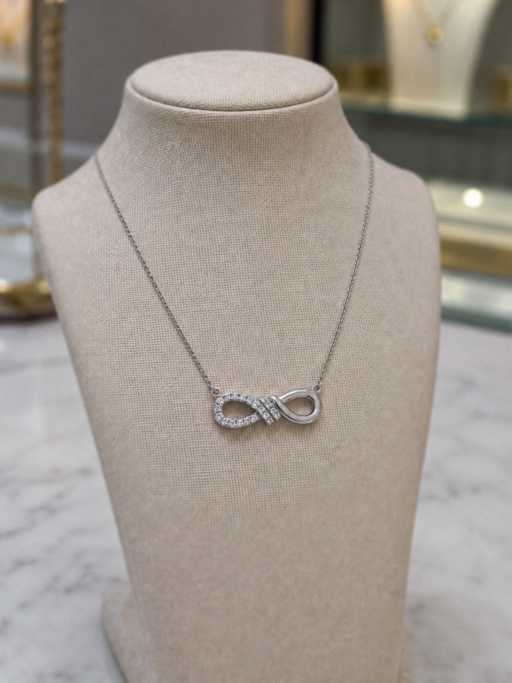 Sterling Silver Cubic Zirconia Infinity Necklace