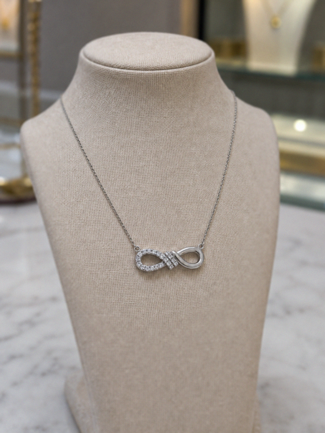 Sterling Silver Cubic Zirconia Infinity Necklace