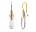 Elongated Pebble Drop Earrings in Sterling Silver with Yellow Gold Plating