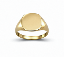 9ct Yellow Gold Cushion Signet Ring - Classic Polished Finish