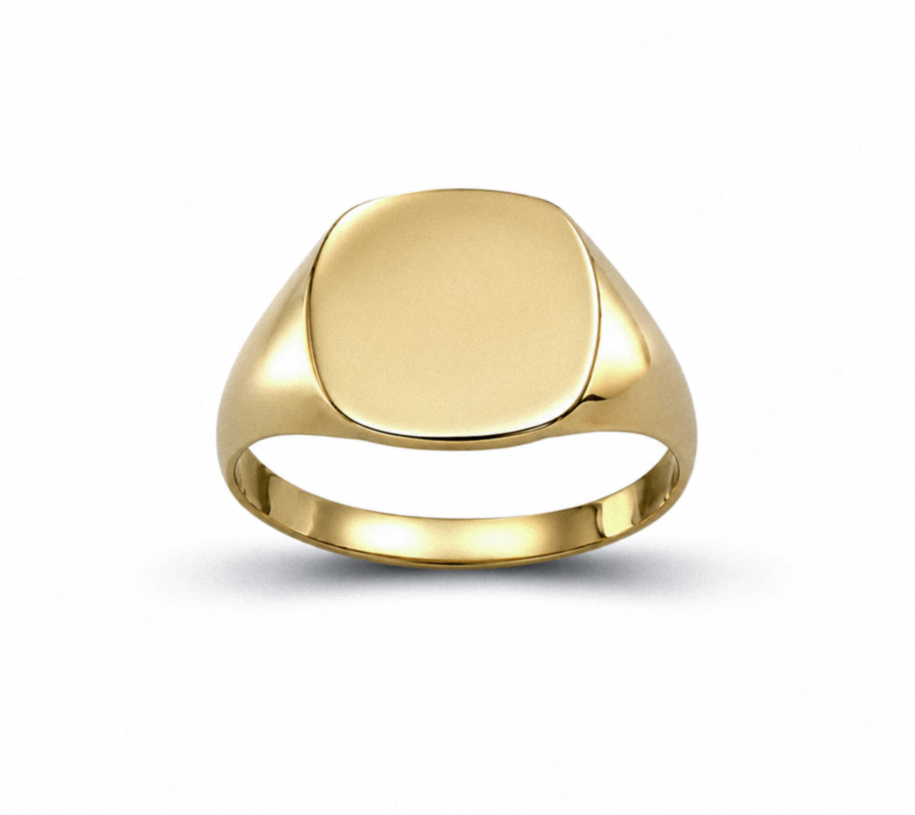 9ct Yellow Gold Cushion Signet Ring - Classic Polished Finish
