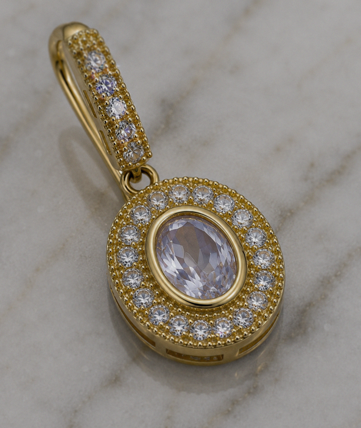 Elements Gold 9ct Yellow Gold Blue Moonstone & White Topaz Drop Earrings